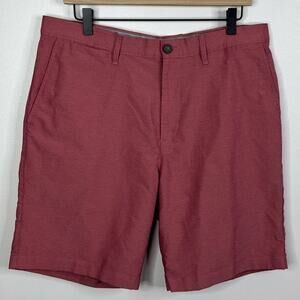 Caribbean Performance Men’s Red Floral Flat Front Shorts Size 34 Coastal